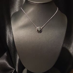New Black Agate Gemstone Octogon Pendent Necklace